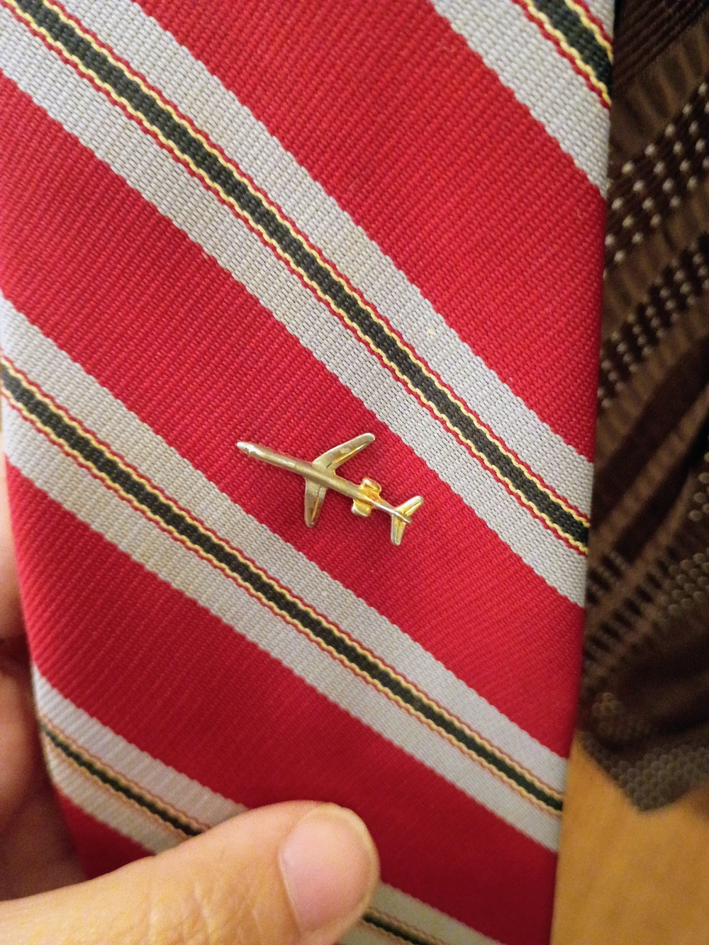Set of Five Men's  Vintage Neckties in Black, Navy, Brown & Red Stripes - Picture 3 of 7